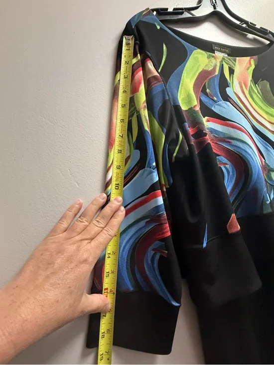 eva varro Black Vibrant Multicolor Brushstroke Gorgeous Artistic Top Women’s XL - Picture 12 of 16